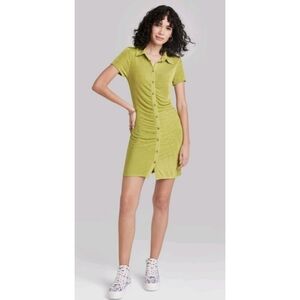 NEW Wild Fable Short Sleeve Button Front Bodycon Dress